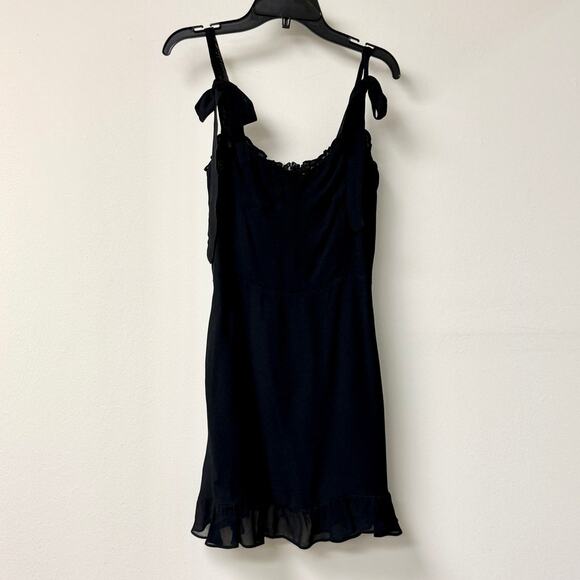 Reformation Christine Tie Shoulder Sweetheart Neck Mini Dress Black Women's US 4 - Picture 3 of 7